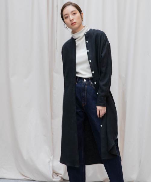 Liyoca(リヨカ)の「【Liyoca】起毛リネンツイルロングシャツ(シャツワンピース・レディース・ブラック/レッド/シルバーグレー/ラベンダー・FREE)」の18枚目の写真
