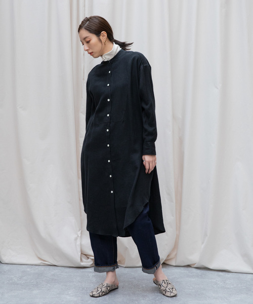 Liyoca(リヨカ)の「【Liyoca】起毛リネンツイルロングシャツ(シャツワンピース・レディース・ブラック/レッド/シルバーグレー/ラベンダー・FREE)」の17枚目の写真