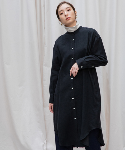 Liyoca(リヨカ)の「【Liyoca】起毛リネンツイルロングシャツ(シャツワンピース・レディース・ブラック/レッド/シルバーグレー/ラベンダー・FREE)」の15枚目の写真