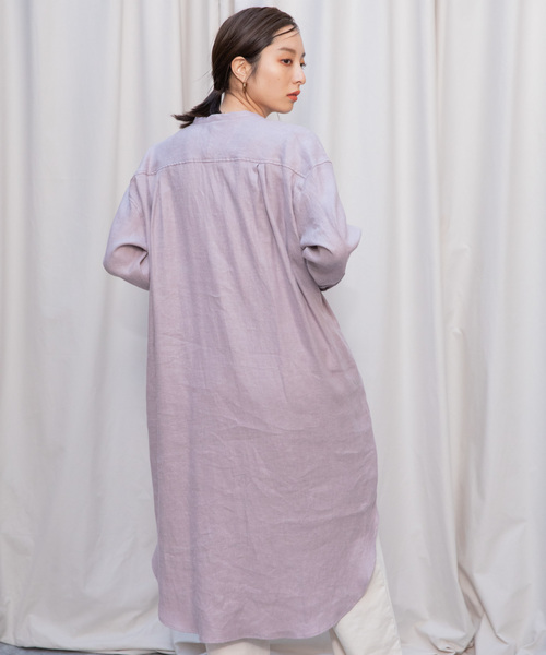 Liyoca(リヨカ)の「【Liyoca】起毛リネンツイルロングシャツ(シャツワンピース・レディース・ブラック/レッド/シルバーグレー/ラベンダー・FREE)」の11枚目の写真