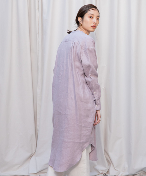 Liyoca(リヨカ)の「【Liyoca】起毛リネンツイルロングシャツ(シャツワンピース・レディース・ブラック/レッド/シルバーグレー/ラベンダー・FREE)」の10枚目の写真