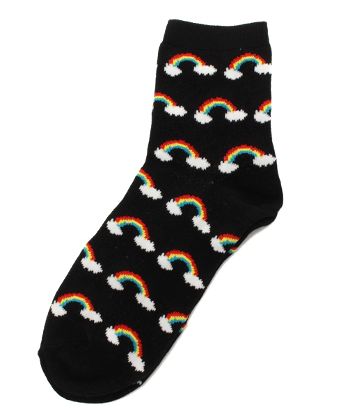 WEGO（ウィゴー）の「WEGO/レインボーソックス（ソックス/靴下・レディース・ブラック/ピンク・FREE）」の2枚目の写真