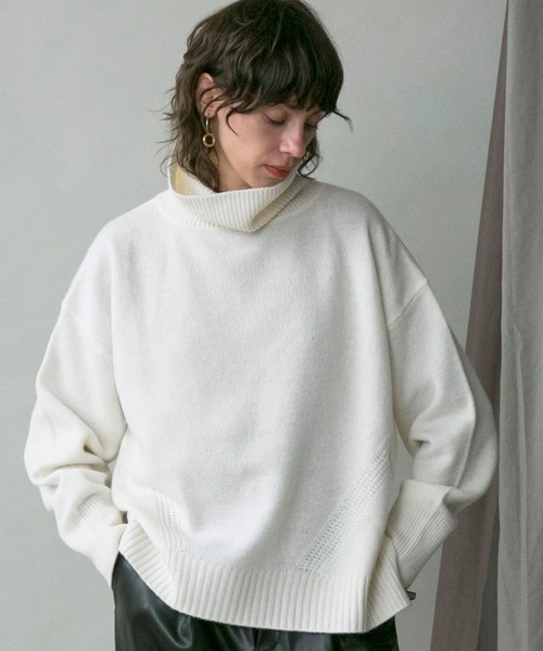 MAISON SPECIAL(メゾンスペシャル)の「エアーウールタートルスリットプルオーバー【MAISON SPECIAL/メゾンスペシャル】■セットアップ対応■(ニット/セーター)」|オフホワイト