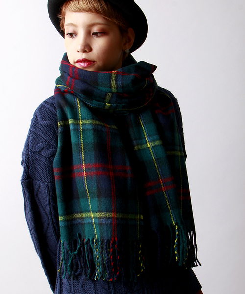 WEGO（ウィゴー）の「WEGO/チェックストール（ストール/ショール・レディース・グレー/ベージュ/グリーン/ネイビー/ピンク/レッド・FREE）」の3枚目の写真