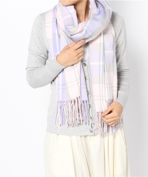 WEGO（ウィゴー）の「WEGO/チェックストール（ストール/ショール・レディース・グレー/ベージュ/グリーン/ネイビー/ピンク/レッド・FREE）」の7枚目の写真