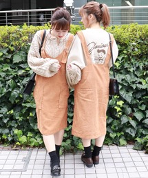 PairPair | コーデュロイ＆チェック柄ジャンパースカート(ワンピース)