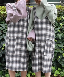 PairPair | コーデュロイ＆チェック柄ジャンパースカート(ワンピース)