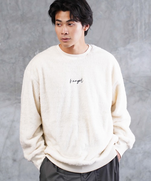 KANGOL（カンゴール）の「roshell×KANGOL カンゴール ブランド別注 コラボ ボア クルーネック トレーナー（スウェット・メンズ・ブラック/ベージュ/ネイビー/ブラウン/オフホワイト/グレイッシュベージュ/モカ/ホワイト系その他/ブラック系その他/ブラウン系その他/ベージュ系その他/ベージュ系その他2/グレー系その他/グレー系その他2・SMALL/MEDIUM/LARGE/X-LARGE）」の3枚目の写真