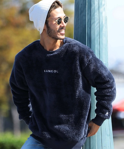 KANGOL（カンゴール）の「roshell×KANGOL カンゴール ブランド別注 コラボ ボア クルーネック トレーナー（スウェット・メンズ・ブラック/ベージュ/ネイビー/ブラウン/オフホワイト/グレイッシュベージュ/モカ/ホワイト系その他/ブラック系その他/ブラウン系その他/ベージュ系その他/ベージュ系その他2/グレー系その他/グレー系その他2・SMALL/MEDIUM/LARGE/X-LARGE）」の14枚目の写真