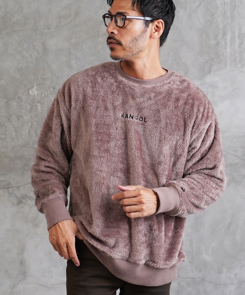 KANGOL（カンゴール）の「roshell×KANGOL カンゴール ブランド別注 コラボ ボア クルーネック トレーナー（スウェット・メンズ・ブラック/ベージュ/ネイビー/ブラウン/オフホワイト/グレイッシュベージュ/モカ/ホワイト系その他/ブラック系その他/ブラウン系その他/ベージュ系その他/ベージュ系その他2/グレー系その他/グレー系その他2・SMALL/MEDIUM/LARGE/X-LARGE）」の9枚目の写真