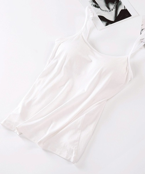 Lace Ladies（レースレディース）の「ノンワイヤーカップ付きキャミソール タンクトップ ブラトップ（キャミソール・レディース・ホワイト/ブラック/ベージュ・S/M/XL/L）」の14枚目の写真