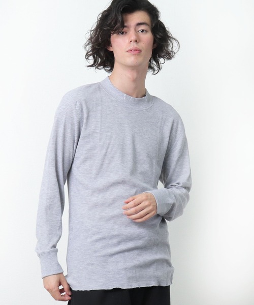 Healthknit（ヘルスニット）の「【 Healthknit / ヘルスニット 】 # ベーシックワッフルモックネック長袖Tシャツ 603L SIP（Tシャツ/カットソー・メンズ・グレー系その他/ブルー系その他/オフホワイト/レッド系その他/ヘザーグレー/ブラック系その他/ネイビー・MEDIUM/LARGE/X-LARGE）」の3枚目の写真