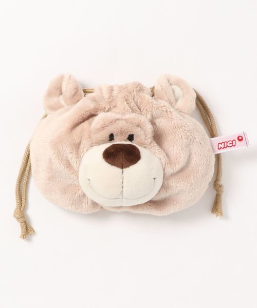 nici（ニキ）の「NICI/フィギュアフェイスポーチ ベア 巾着袋 もこもこ（ポーチ・レディース・ブラウン・ONE SIZE）」の5枚目の写真