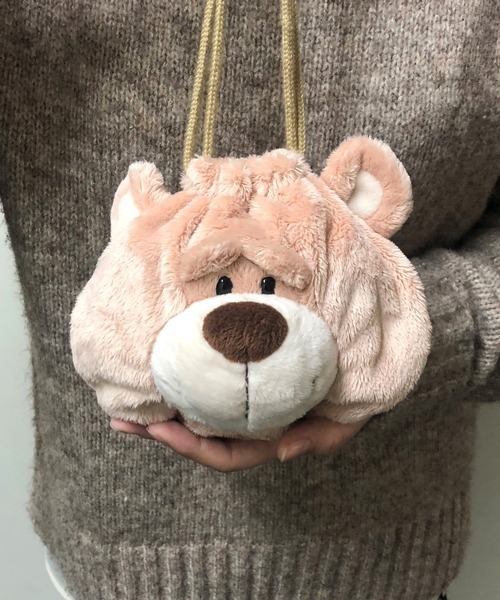 nici（ニキ）の「NICI/フィギュアフェイスポーチ ベア 巾着袋 もこもこ（ポーチ・レディース・ブラウン・ONE SIZE）」の9枚目の写真