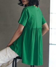 汗染み防止/接触冷感 コットン100%バックギャザーフレアーTシャツ