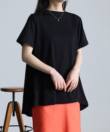 汗染み防止/接触冷感 コットン100%バックギャザーフレアーTシャツ