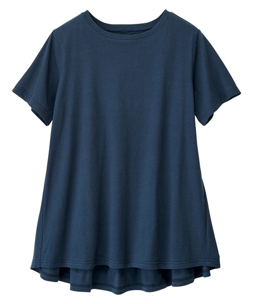 RANAN(ラナン)の「汗染み防止/接触冷感 コットン100%バックギャザーフレアーTシャツ(Tシャツ/カットソー・レディース・ネイビー/モカ/レッド/ライトグレー/グリーン/ブルー/ブラック/オフホワイト/イエロー/チャコール・M/LL/L)」の14枚目の写真