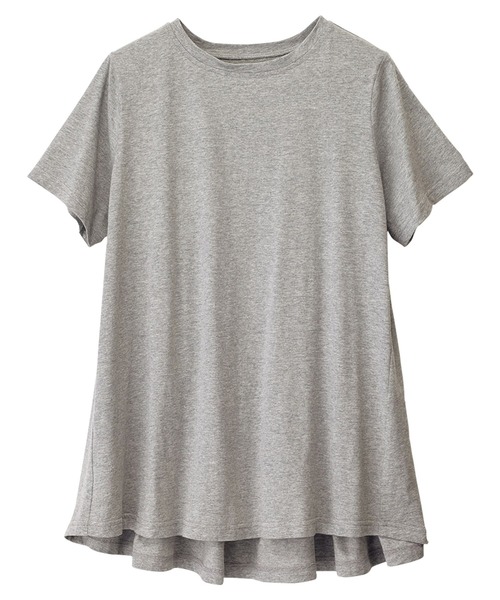 RANAN(ラナン)の「汗染み防止/接触冷感 コットン100%バックギャザーフレアーTシャツ(Tシャツ/カットソー・レディース・ネイビー/モカ/レッド/ライトグレー/グリーン/ブルー/ブラック/オフホワイト/イエロー/チャコール・M/LL/L)」の15枚目の写真