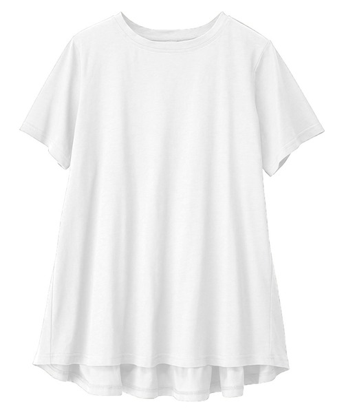 RANAN(ラナン)の「汗染み防止/接触冷感 コットン100%バックギャザーフレアーTシャツ(Tシャツ/カットソー・レディース・ネイビー/モカ/レッド/ライトグレー/グリーン/ブルー/ブラック/オフホワイト/イエロー/チャコール・M/LL/L)」の19枚目の写真