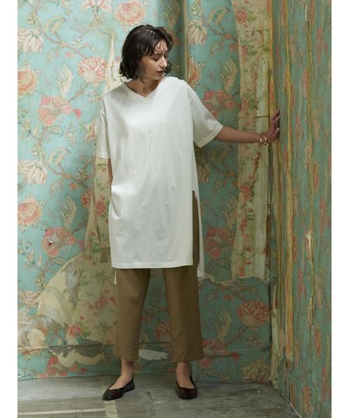 earth music&ecology（アースミュージックアンドエコロジー）の「【2020春夏】めちゃはきやす麻混テーパードパンツ ＊（その他パンツ・レディース・ベージュ/その他8/ネイビー/チェック・MEDIUM/LARGE）」の8枚目の写真