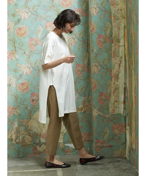 earth music&ecology（アースミュージックアンドエコロジー）の「【2020春夏】めちゃはきやす麻混テーパードパンツ ＊（その他パンツ・レディース・ベージュ/その他8/ネイビー/チェック・MEDIUM/LARGE）」の9枚目の写真