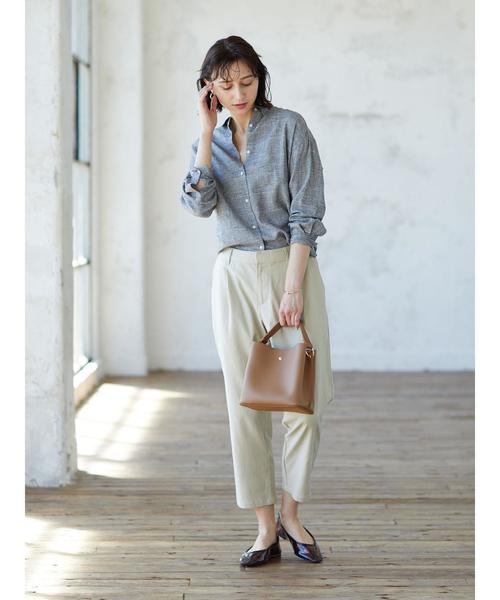 earth music&ecology（アースミュージックアンドエコロジー）の「【2020春夏】めちゃはきやす麻混テーパードパンツ ＊（その他パンツ・レディース・ベージュ/その他8/ネイビー/チェック・MEDIUM/LARGE）」の16枚目の写真