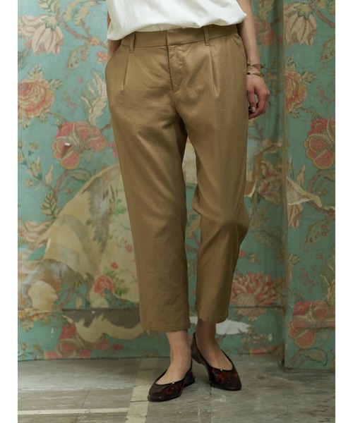 earth music&ecology（アースミュージックアンドエコロジー）の「【2020春夏】めちゃはきやす麻混テーパードパンツ ＊（その他パンツ・レディース・ベージュ/その他8/ネイビー/チェック・MEDIUM/LARGE）」の2枚目の写真