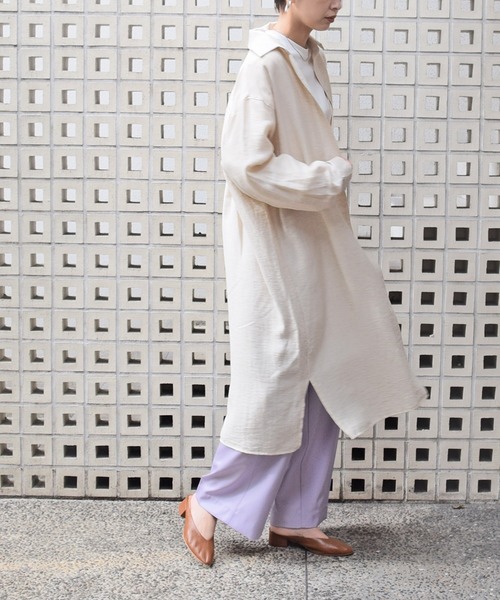Marient（マリエント）の「リネンブレンドシャツワンピ（シャツワンピース・レディース・ベージュ/アイボリー・FREE）」の4枚目の写真