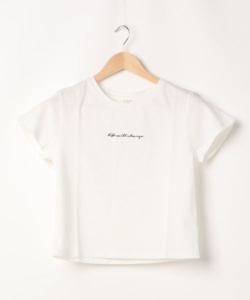 archives(アルシーヴ)の「ロゴ刺繍チビTee(Tシャツ/カットソー・レディース・オフホワイト/ブラック/ブルー・MEDIUM)」の2枚目の写真