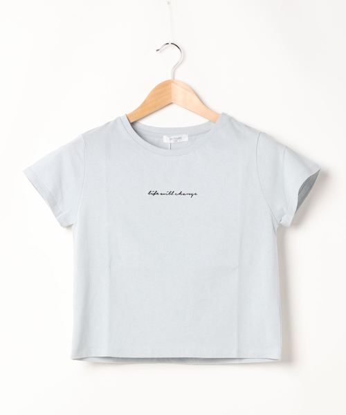 archives(アルシーヴ)の「ロゴ刺繍チビTee(Tシャツ/カットソー・レディース・オフホワイト/ブラック/ブルー・MEDIUM)」の1枚目の写真