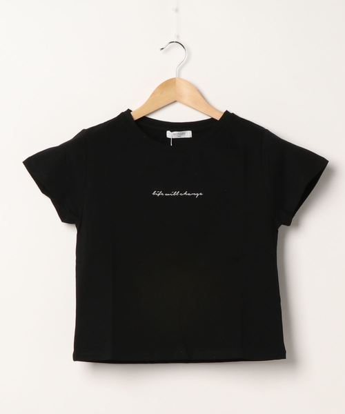 archives(アルシーヴ)の「ロゴ刺繍チビTee(Tシャツ/カットソー・レディース・オフホワイト/ブラック/ブルー・MEDIUM)」の3枚目の写真