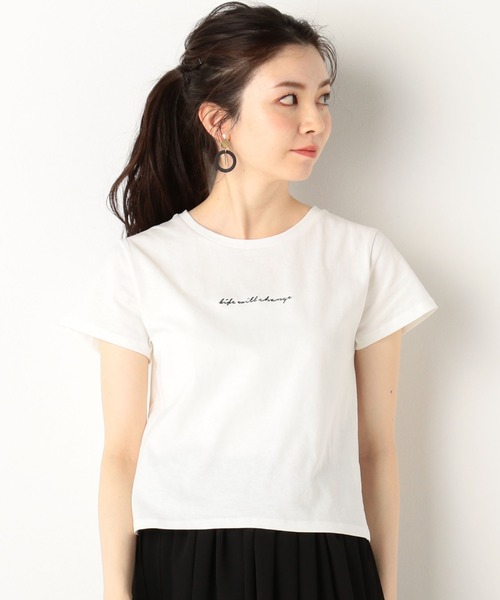 archives(アルシーヴ)の「ロゴ刺繍チビTee(Tシャツ/カットソー・レディース・オフホワイト/ブラック/ブルー・MEDIUM)」の14枚目の写真