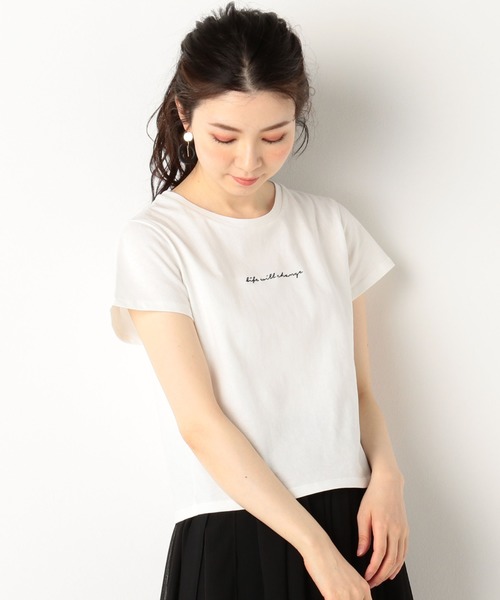 archives(アルシーヴ)の「ロゴ刺繍チビTee(Tシャツ/カットソー・レディース・オフホワイト/ブラック/ブルー・MEDIUM)」の5枚目の写真