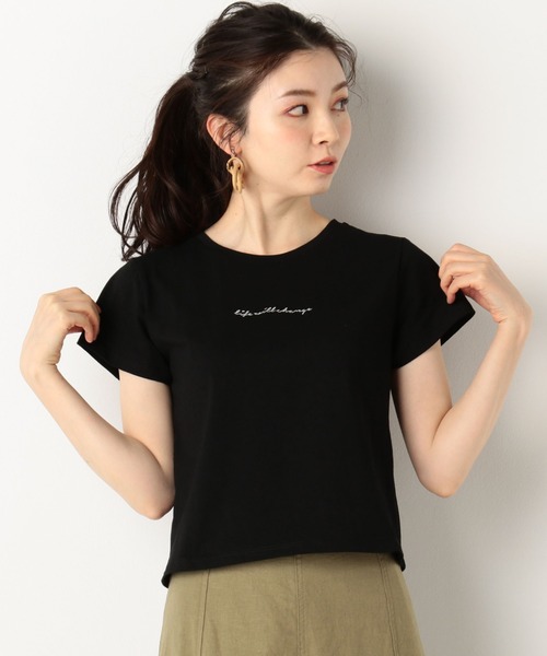 archives(アルシーヴ)の「ロゴ刺繍チビTee(Tシャツ/カットソー・レディース・オフホワイト/ブラック/ブルー・MEDIUM)」の6枚目の写真