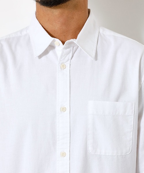 AZUL by moussy（アズールバイマウジー）の「LINEN 3/4 SLEEVE SHIRT/リネン3/4スリーブシャツ（シャツ/ブラウス・メンズ・ライトブラック/ブラック系その他/ホワイト/ライトピンク/ライトカーキ・MEDIUM/SMALL/LARGE/X-LARGE）」の6枚目の写真