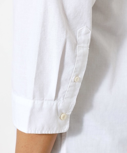 AZUL by moussy（アズールバイマウジー）の「LINEN 3/4 SLEEVE SHIRT/リネン3/4スリーブシャツ（シャツ/ブラウス・メンズ・ライトブラック/ブラック系その他/ホワイト/ライトピンク/ライトカーキ・MEDIUM/SMALL/LARGE/X-LARGE）」の7枚目の写真