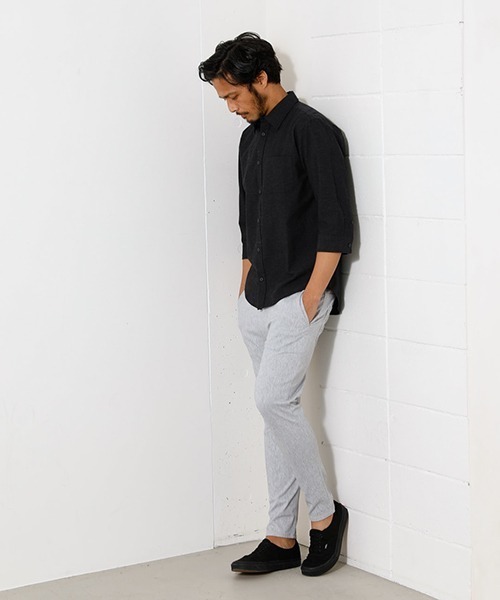 AZUL by moussy（アズールバイマウジー）の「LINEN 3/4 SLEEVE SHIRT/リネン3/4スリーブシャツ（シャツ/ブラウス・メンズ・ライトブラック/ブラック系その他/ホワイト/ライトピンク/ライトカーキ・MEDIUM/SMALL/LARGE/X-LARGE）」の10枚目の写真