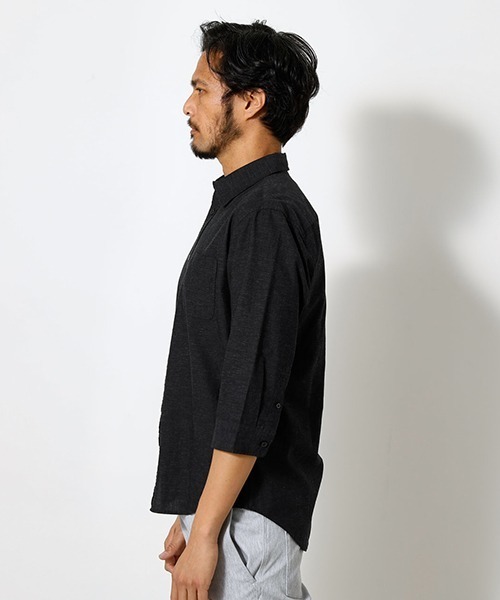 AZUL by moussy（アズールバイマウジー）の「LINEN 3/4 SLEEVE SHIRT/リネン3/4スリーブシャツ（シャツ/ブラウス・メンズ・ライトブラック/ブラック系その他/ホワイト/ライトピンク/ライトカーキ・MEDIUM/SMALL/LARGE/X-LARGE）」の12枚目の写真