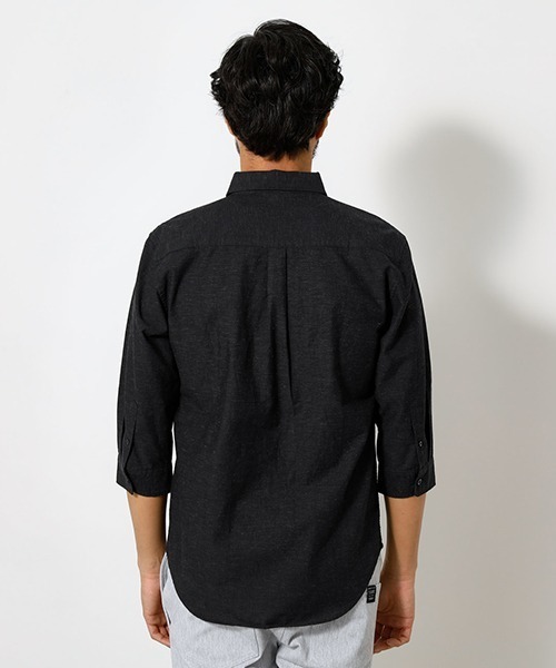 AZUL by moussy（アズールバイマウジー）の「LINEN 3/4 SLEEVE SHIRT/リネン3/4スリーブシャツ（シャツ/ブラウス・メンズ・ライトブラック/ブラック系その他/ホワイト/ライトピンク/ライトカーキ・MEDIUM/SMALL/LARGE/X-LARGE）」の13枚目の写真