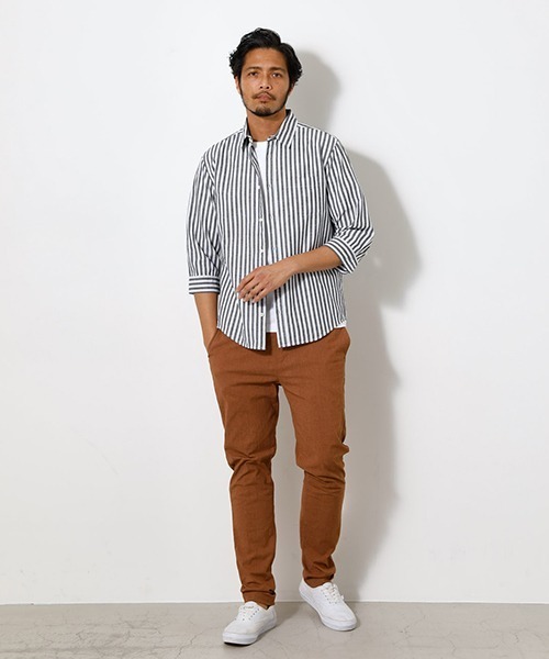 AZUL by moussy（アズールバイマウジー）の「LINEN 3/4 SLEEVE SHIRT/リネン3/4スリーブシャツ（シャツ/ブラウス・メンズ・ライトブラック/ブラック系その他/ホワイト/ライトピンク/ライトカーキ・MEDIUM/SMALL/LARGE/X-LARGE）」の18枚目の写真