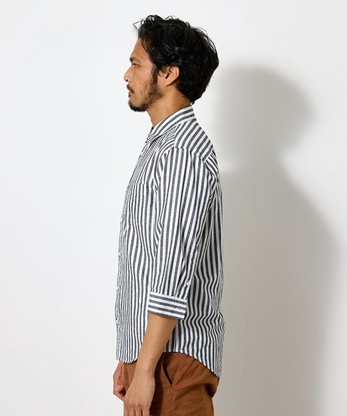 AZUL by moussy（アズールバイマウジー）の「LINEN 3/4 SLEEVE SHIRT/リネン3/4スリーブシャツ（シャツ/ブラウス・メンズ・ライトブラック/ブラック系その他/ホワイト/ライトピンク/ライトカーキ・MEDIUM/SMALL/LARGE/X-LARGE）」の20枚目の写真