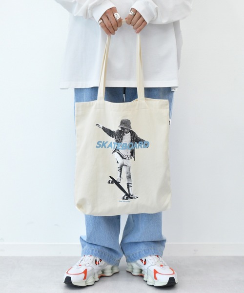 Perushu（ペルーシュ）の「OPEN限定　スケボープリントロンT×トートバッグセット（Tシャツ/カットソー・メンズ・ホワイト/ブラック/ライトグリーン・SMALL/MEDIUM/LARGE）」の4枚目の写真