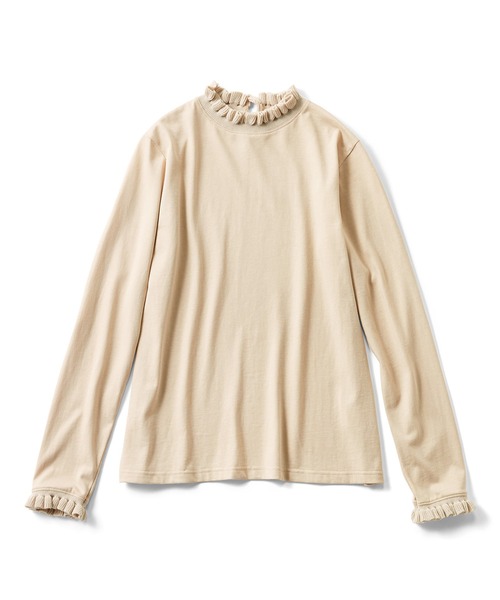 Live in comfort(リブインコンフォート)の「リブ イン コンフォート コーデが新鮮に華やぐ ニットフリルカットソートップス(Tシャツ/カットソー・レディース・ベージュ/ラベンダー/ホワイト/ブラック/杢グレー・MEDIUM/X-LARGE/SMALL/LARGE/XX-LARGE/XXX-LARGE)」の6枚目の写真