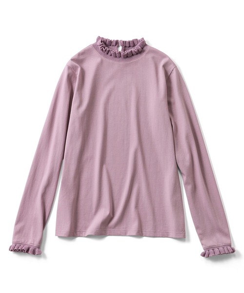 Live in comfort(リブインコンフォート)の「リブ イン コンフォート コーデが新鮮に華やぐ ニットフリルカットソートップス(Tシャツ/カットソー・レディース・ベージュ/ラベンダー/ホワイト/ブラック/杢グレー・MEDIUM/X-LARGE/SMALL/LARGE/XX-LARGE/XXX-LARGE)」の8枚目の写真