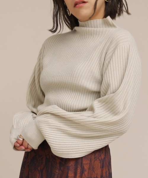 ap retro（アプレトロ）の「袖ボリュームボトルネックリブニット/プチハイネックリブニット【ZOZO限定アイテム】（ニット/セーター・レディース・ベージュ系その他2/グレイッシュベージュ/ブラック系その他/ベージュ/ホワイト系その他/ダークオレンジ/グレー系その他/ブラック/オレンジ系その他/ベージュ系その他/トップグレー/オフホワイト・FREE）」の9枚目の写真