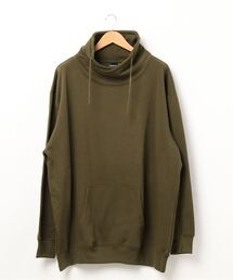スピンドルネック スウェットプルパーカー/ハイネック/大きいサイズ