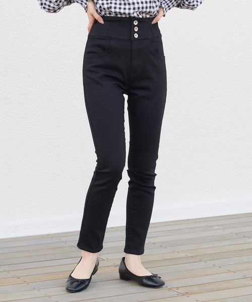 one after another NICE CLAUP（ワンアフターアナザーナイスクラップ）の「バックレースアップスキニーパンツ（デニムパンツ・レディース・ブラック/グレー/インディゴブルー・SMALL/MEDIUM）」の2枚目の写真