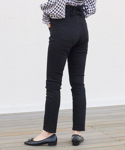 one after another NICE CLAUP（ワンアフターアナザーナイスクラップ）の「バックレースアップスキニーパンツ（デニムパンツ・レディース・ブラック/グレー/インディゴブルー・SMALL/MEDIUM）」の8枚目の写真