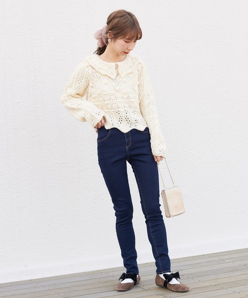 one after another NICE CLAUP（ワンアフターアナザーナイスクラップ）の「バックレースアップスキニーパンツ（デニムパンツ・レディース・ブラック/グレー/インディゴブルー・SMALL/MEDIUM）」の9枚目の写真