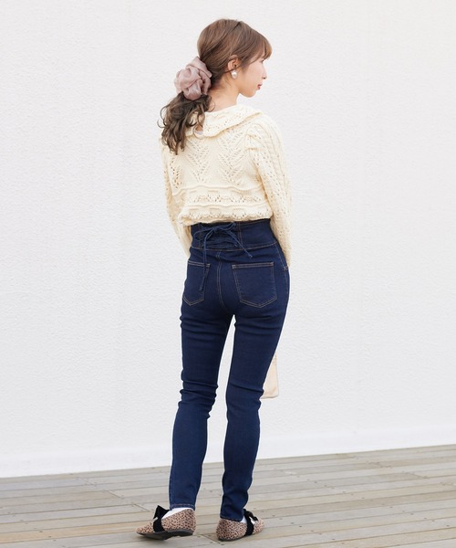 one after another NICE CLAUP（ワンアフターアナザーナイスクラップ）の「バックレースアップスキニーパンツ（デニムパンツ・レディース・ブラック/グレー/インディゴブルー・SMALL/MEDIUM）」の11枚目の写真